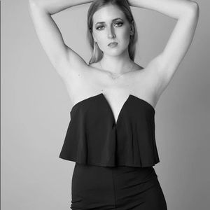 Navy strapless jumpsuit